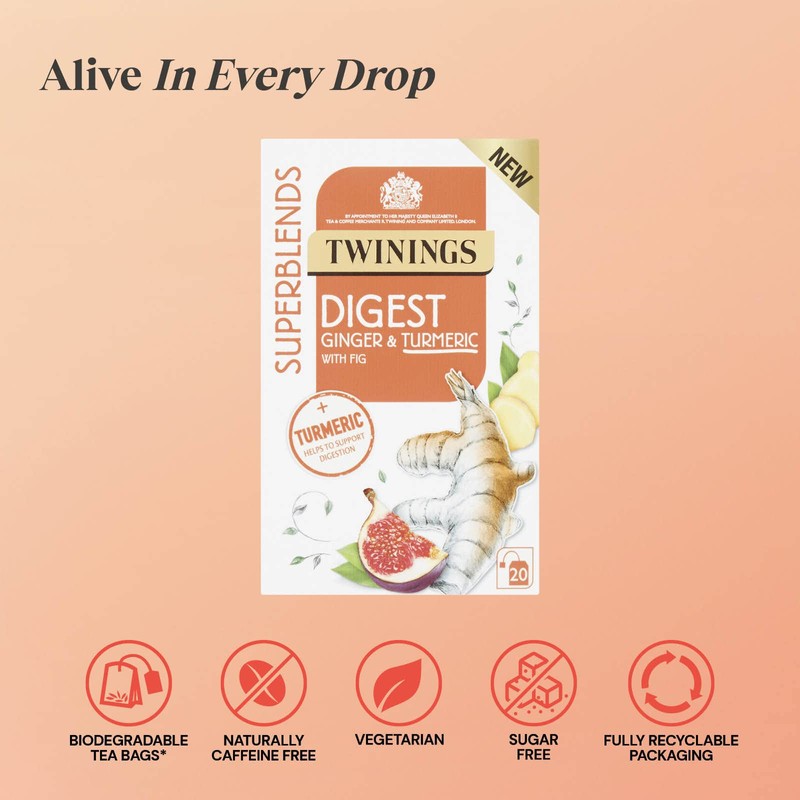 Twinings Superblends Digest Tea - Ginger & Turmeric Herbal Tea