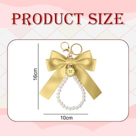 boocooberg 2 x Key Chain Band, Cute Bow Key Pendant, Women's Key Pendant, Girls, Pearl Key Pendant, Car Key Fob, Accessories, Gift for Women, yellow