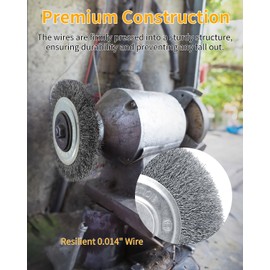 ZORUNNA 4Pcs Wire Wheel for Bench Grinder - 6 Inch Fine Crimped Wire Brush for Grinder with 1/2" and 5/8" Arbor(0.0085Inch Wire Size), Efficiently Polish Nuts, Bolts and Assorted Car Parts.