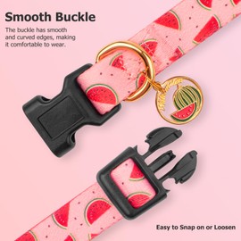 Handmade Dog Collar for Small Medium Large Dogs,Pink Watermelon with Pendant Fall and Winter Fashions Dog Collar (Medium)