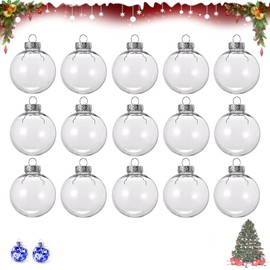 inherited behone 15 Pieces Plastic Christmas Baubles Transparent Round Clear Christmas Tree Baubles DIY Transparent Baubles Decorations for Christmas Wedding Party Decoration