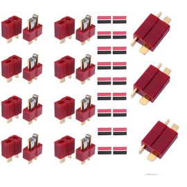 FLY RC 10 Pairs T Plug Connectors Male and Female with 20pcs Shrink Tubing for RC LiPo Battery