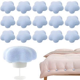 fogman 16 Piece Duvet Clips Duvet Cover Anti-Slip Plastic Needle Fasteners Set of 16 (Flower Shape/Blue)