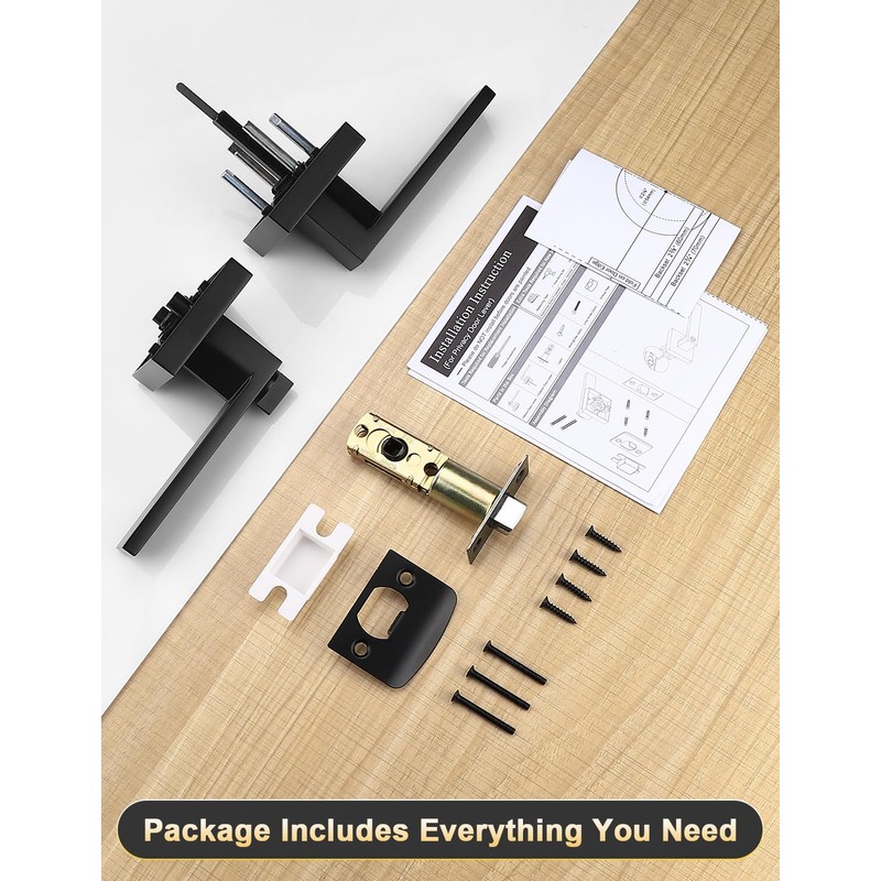Tinewa 1 Pack Matte Black Door Handle Interior Privacy Door