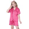 Pajamas Set for Girls Silk Button Down Pjs Satin Short