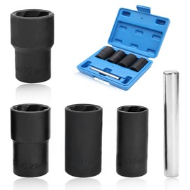 LEONTOOL Lug Nut Socket Set Lug Nut Remover Extractor Tool Twist Socket Set 1/2" Drive 5pcs Nut and Bolt Extractor Set Metric Bolt and Lug Nut Extractor Socket Tools Locking Wheel Lug Nut Remover Kit