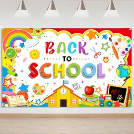Mocsicka Back to School Backdrop Banner First Day of School Party Decorations Backdrop First Day of Kindergarten Welcome Back to School Party Decorations Banner