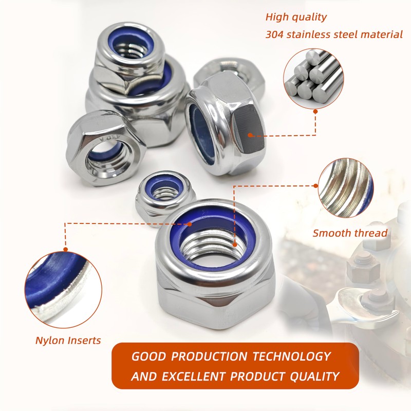 Kinhon Rock 401pcs Metric Nylon Insert Lock Nuts Assortment Set
