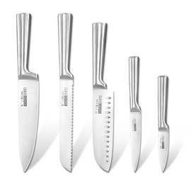 KOFERY 5-Piece Kitchen Knife Set - Razor-Sharp Stainless Steel Blades with Integrated Ergonomic Handle - Easy Clean and Ideal for Culinary Masters