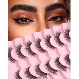 Cat Eye Lashes Light Short Eyelashes Natural Look Thin Band Winged Mink Lashes Short Small Strip Fake Lashes Pack 16mm Foxy False Eyelashes 76-ICON