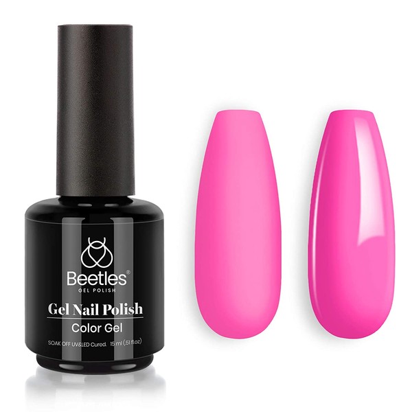 Beetles Gel Nail Polish, 1Pcs 15ML Poppy Pink Neon Color Soak Off Gel Polish Nail Art Manicure Salon DIY at Home