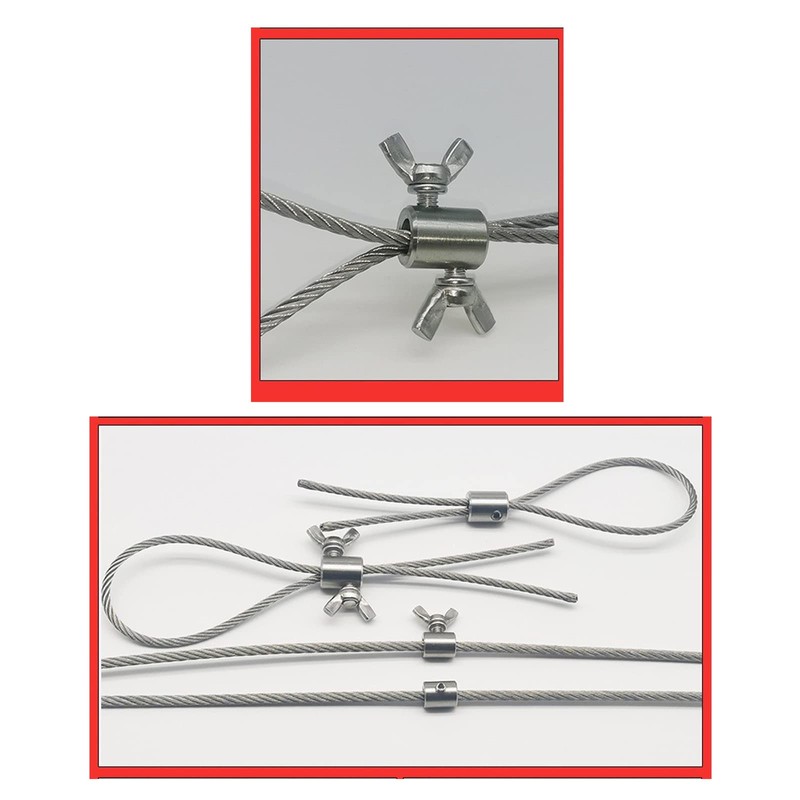 (6 Pieces) M6 Hand Twist Wire Rope Clamp 304 Stainless