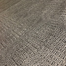 Alligator Fabric, Soft Textured Crocodile Vinyl Faux Leather, Gator Skin Embossed Upholstery DIY Craft and Clips Pleather Sheets – Individual 1 Yard Cut 36”x54” (Pewter Print)