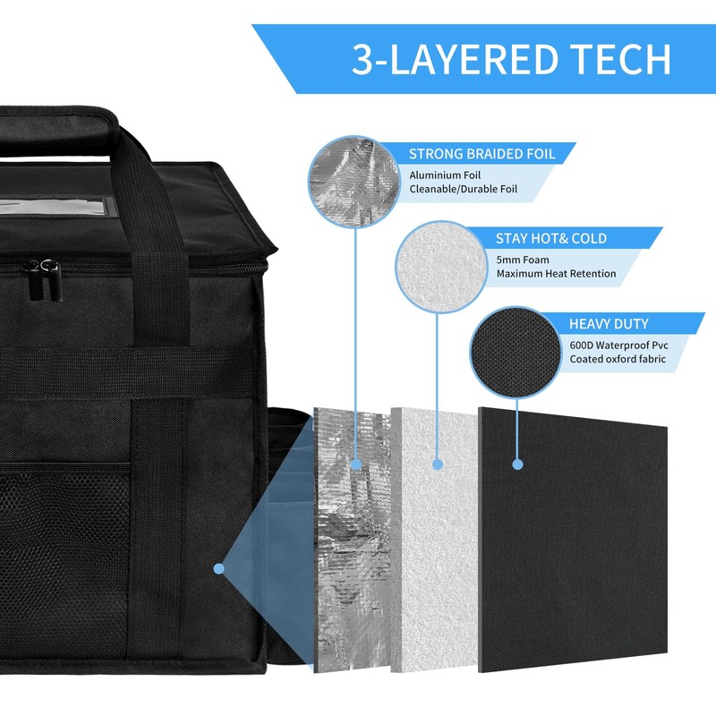 amzoya Insulated Food Delivery Bag with 8 Cup Holder,removable partition