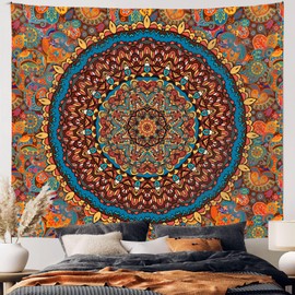 LSTLQHX Green Mandala Tapestry Wall Hanging Indian Hippie Wall Decor Vintage Psychedelic Aesthetic Tapestries Bohemian Wall Art Boho Home Decoration for Bedroom Living Room Dorm