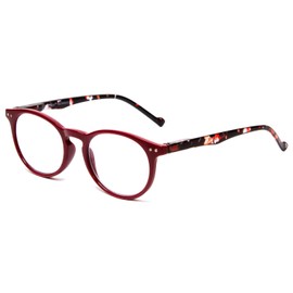 Calabria MDR8003 Round Reading Glasses +0.50 Maroon Red Women Single Power Readers Trendy Chic Ladies Eyeglass Designer Cute