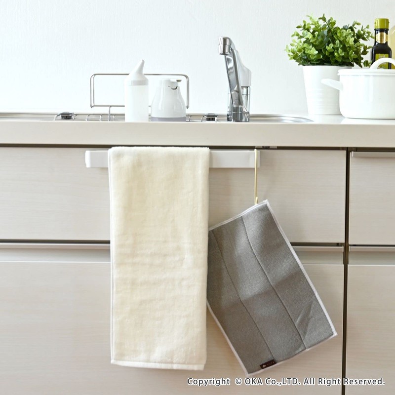 Oka PLYS Priss Base Kitchen Towel Hanger, White