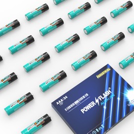 POWER FLASH 24 Count AAA Batteries, Triple A Battery with Long-Lasting Power, Leakproof Design, 10 Years Shelf Life, Alkaline AAA Battery for Household and Office Devices