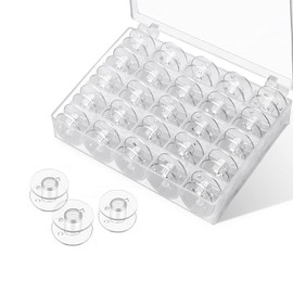 ZENVALY Sewing Machine Bobbins, Sewing Machine Bobbins with Transparent Bobbin Box, Universal Plastic Bobbins for Common Spool Sewing Machine, Pack of 25