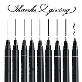 9pcs Calligraphy Pen Set for Beginners Refillable Black Brush Marker Pens,Black Art Writing pens for Writing, Signature, Illustration, Design and Drawing