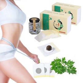 60 Stück Mugwort Navel Sticker,Natural Herbal Belly Sticker,Detox Pflaster,Beifuß Nabel Aufkleber, für Bierbauch, Bauchfett Taille, Eimer Taille