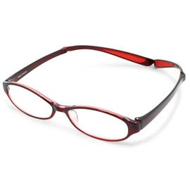 デューク 老眼鏡 首掛け +1.0 度数 ネオクラシック ネックハグ ソフトケース付き レッド GLR-22-7+1.00