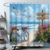 ZFMRZF Beach Bicycle Seagull Shower Curtain 70x70 Inch