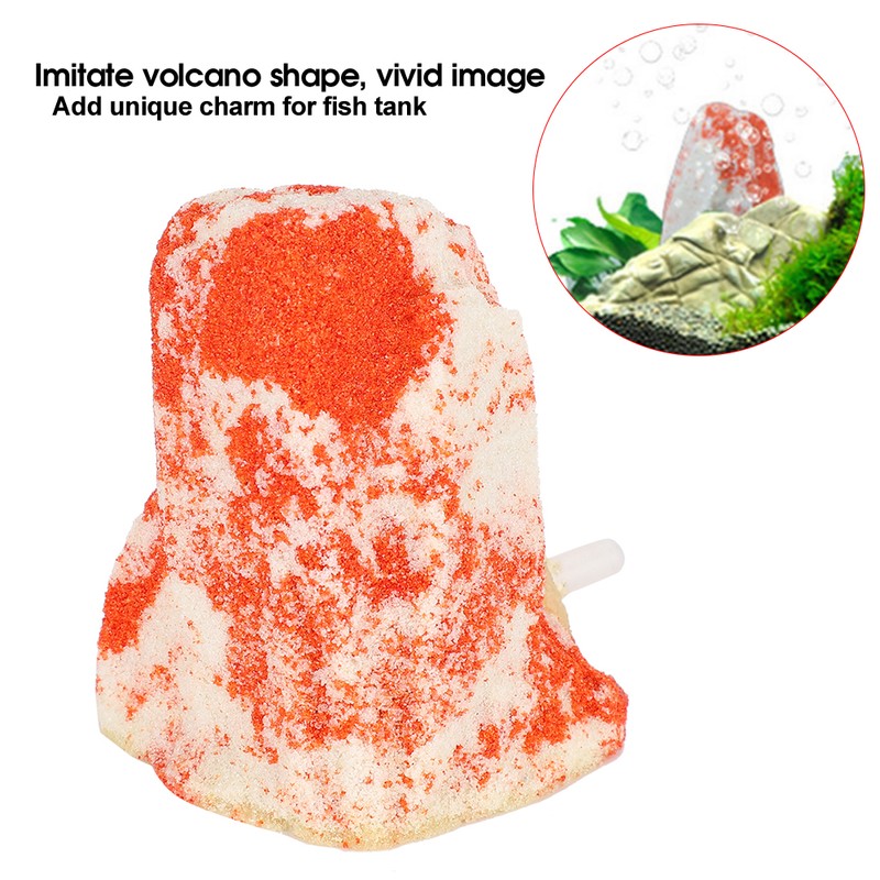 White Red Aquarium Artificial Volcano Bubble Air Stone Fish Tank