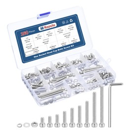 Kozelo 260pcs M4 Socket Head Cap Screws Bolts Nuts Assortment Kit - [M4x8/10/12/16/20/25/30/40/50mm] 304 Stainless Steel Allen Socket Drive for 3D Printer with Allen Wrench