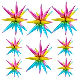 8 Pcs Star Balloons, Huge Explosion Star Aluminum Foil Balloons Colorful Balloons for Birthday, Mermaid Party, Wedding, Baby Shower Decorations Supplies