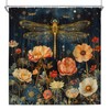 Yadshoti Dragonfly Shower Curtains Spring Floral Plant Outdoor Night View