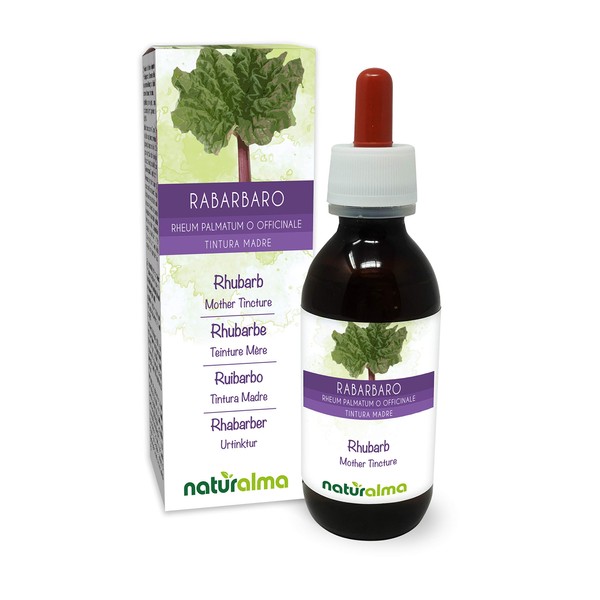 Rhubarb (Rheum palmatum or Rheum officinale) Roots and Rhizomes Alcohol-free Mother Tincture Naturalma Liquid Extract Drops 120 ml Dietary Supplement Vegan
