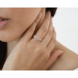 Gobaalele 14K White Gold Plated Cubic Zirconia Eternity Ring | 4.0mm CZ Eternity Band | Wedding Band Ring For Women Size7