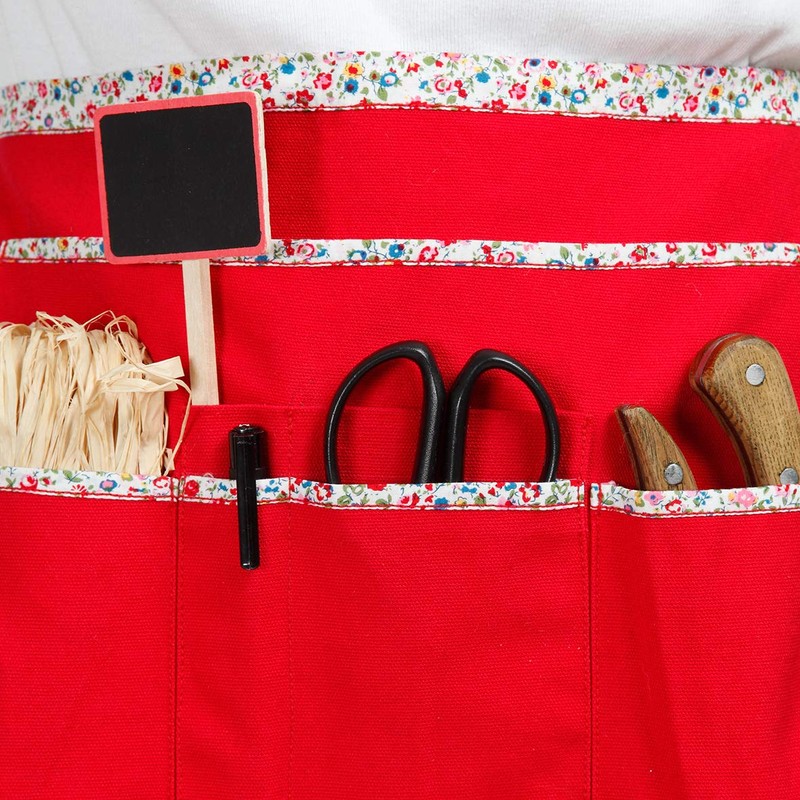La Short Cord Eline Gardeners Apron Red Liberty 64 x