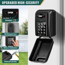 ENONEO Large Key Safe with Number Code, Anti-Theft & Administrator Right, Intelligent 6 Digit Key Safe Outdoor Waterproof Key Cabinet, Digital Wall Mounted Key Box