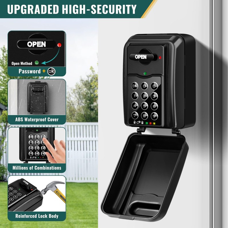 ENONEO Large Key Safe with Number Code, Anti-Theft & Administrator