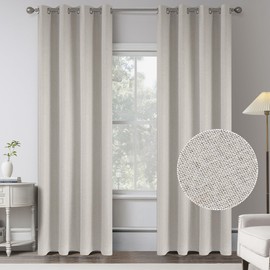 Beige 100% Blackout Linen Curtains 96 Inches Long 2 Panels for Bedroom,Modern Farmhouse Sun Blocking Full Black Out Room Darkening Thermal Insulated Window Curtain Panels W50 x L96 Inch Length