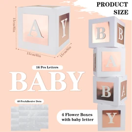 4 Pcs Baby Shower Flower Boxes Centerpieces Decoration Rose Gold Block Floral Holder In Bloom Gender Reveal Birthday Party Decors Table Display Its A Girl Its A Boy