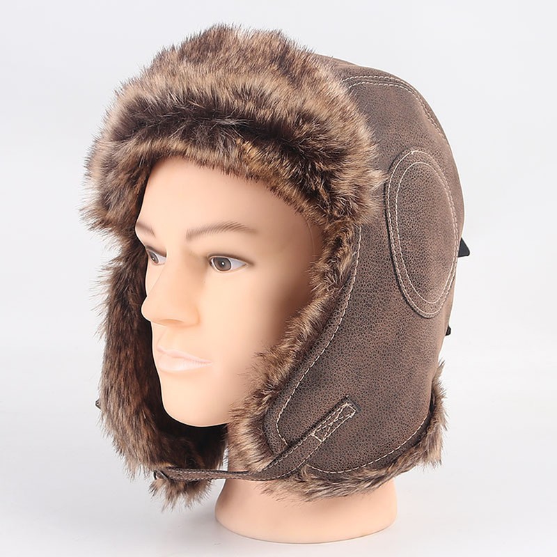 Men's Winter PU Leather Lei Feng Warm Ear Protection Windproof