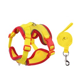 Cat Harness and Leash Set for Walking – Escape-Proof Reflective Vest for Cats and Small Dogs, Adjustable Soft Air Mesh with Pressure-Reducing Design, 4.92ft, M, Red & Yellow