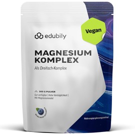 edubily Magnesium Complex Powder with Magnesium Glycinate, Magnesium Malate & Magnesium Citrate, No Magnesium Stearate, Vegan (300 g Powder, Blueberry)