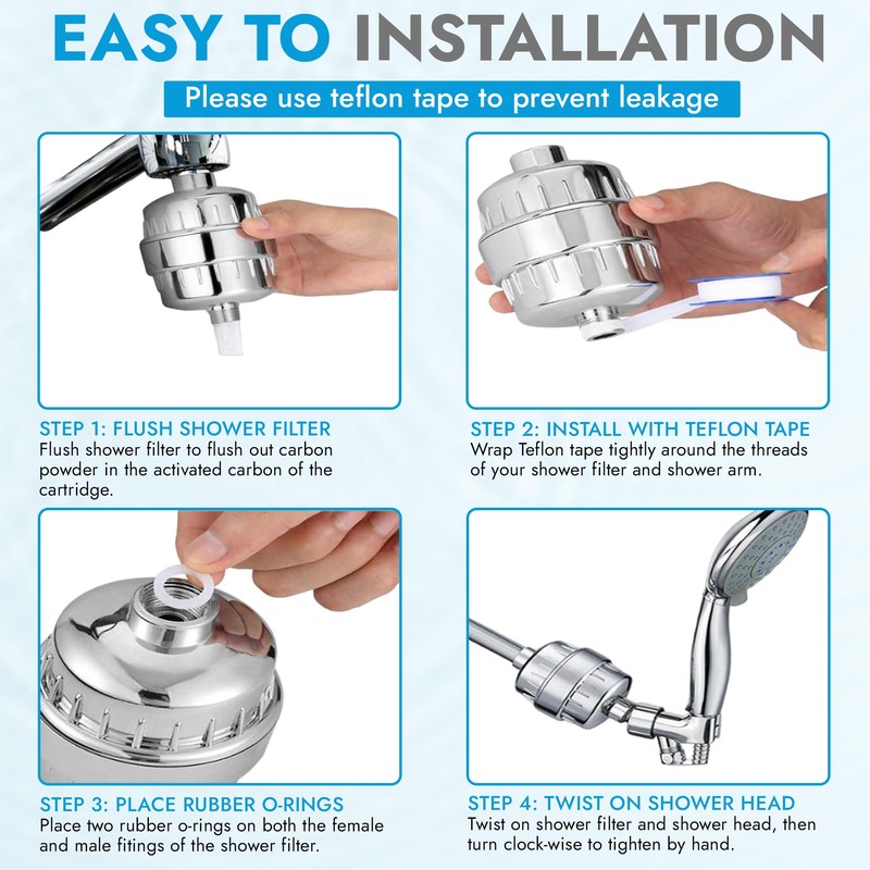 EVERGLOW High-Output Shower Filter, Reduces Chlorine, Dry Skin, Dandruff, Eczema,