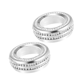 A ABSOPRO Air Conditioner Control Decals Stickers Covers for Mazda CX-5 2014-2019 Interior Bling AC Knob Caps Faux Crystal Decorations Silver Tone (Set of 2)