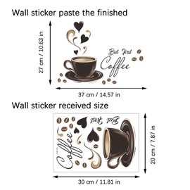 duoyif Coffee Wall Sticker, Wall Sticker, Coffee Cup Wall Picture, Wall Sticker for Kitchen, Cafe, Dining Room, Office, Decoration, Coffee Shop, Wall Art (d)