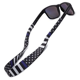 Gunjovi Neoprene Sunglass Strap-Floating Glasses Strap Eyewear Retainer For Men Women And Kids (Thin Blue Line)