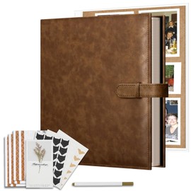 Vienrose 13"x11" Scrapbook Album Gift Set Faux Leather DarkBrown 60 Pages
