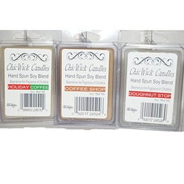 ChicWick Candles 3Pack Coffee Break Trio Soy Blend Wax Melts, Holiday Coffee, Coffee Shop, Doughnut Stop, 9oz 18 Wax Cubes Wax Tarts Wax Chunks,100 Plus Hours of Quality Fragrance