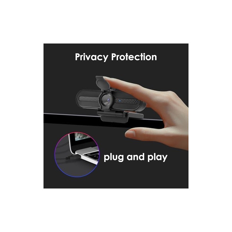 W4DS - Webcam 2K para PC con micrófono, 2K30FPS, 1080P30FPS,
