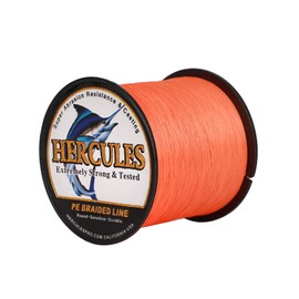 Hercules Super Cast 1000M 1094 Yards Braided Fishing Line 50 LB Test for Saltwater Freshwater PE Braid Fish Lines Superline 8 Strands - Orange, 50LB (22.7KG), 0.37MM