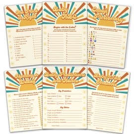 Here Comes the Son Baby Shower Decoraciones y juegos – 6 juegos de baby shower, 25 cada uno – Baby ABC, predicciones y consejos del bebé, Baby Word Scramble, Emoji Pictionary, Mommy or Daddy, el